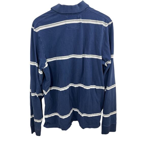 Abercrombie Fitch Polo Shirt Mens XXL 2XL Rugby Muscle Blue White Stripe Moose - Picture 5 of 8